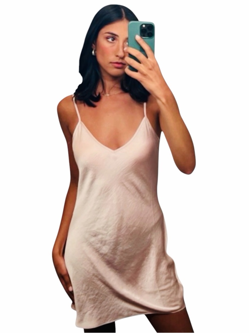 Wilfred Pink Satin Slip Dress.